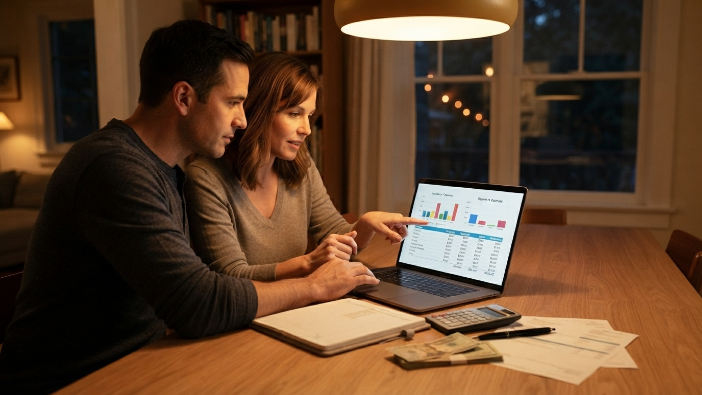 Couple working through their personal finance checklist together