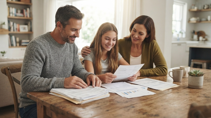 Family reaching their emergency fund calculator savings milestone together