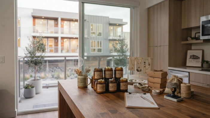 Handmade products representing a side hustle from home selling on Etsy
