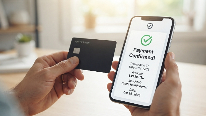 Making an on-time credit card payment to support credit score improvement