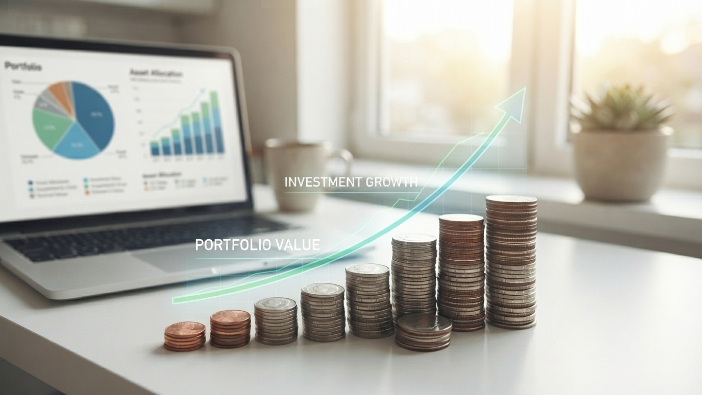 Growth chart illustrating compound interest concepts from a beginner investing guide