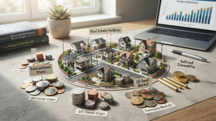 Diversified asset allocation concept from a beginner investing guide